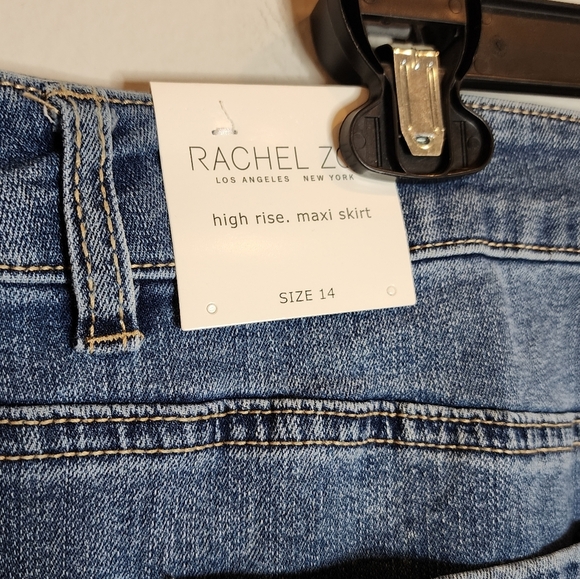 NWT Rachel Zoe Stretch Denim Maxi Skirt Front Slit Medium Wash size 14. - Picture 4 of 15